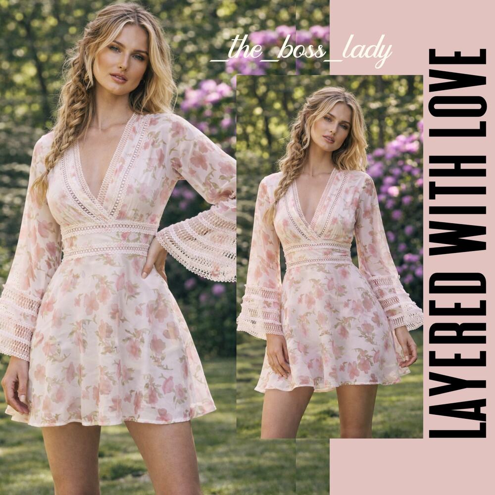 Layered with love floral mini dress XS